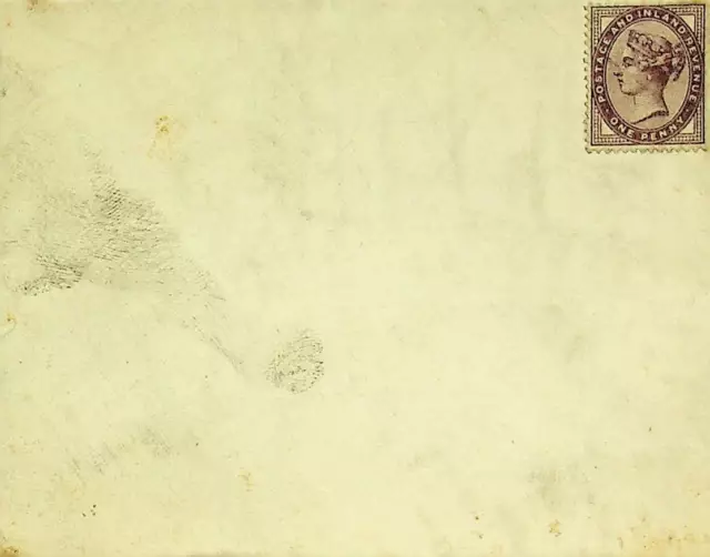 Gb Uncanceled One Penny Qv On Cover With Stains