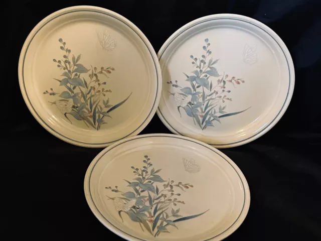 Keitcraft by Noritake (3) Salad Plates Floral +Butterflies Stoneware Ireland 7"+