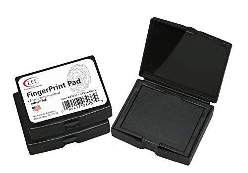 LEE Inkless Fingerprint Pad 2.25" x 1.75" Black 3/Pack