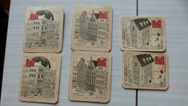 6 Sous Bock Biere Stella Artois, Steven, Villes Belges: Anvers, Liege, Tournai