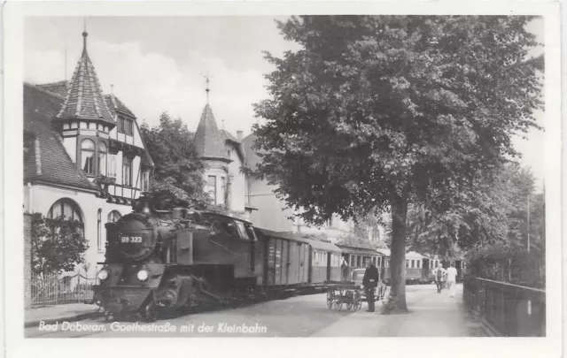 AK Bad Doberan LK Rostock - Goethestraße mit Kleinbahn Bäderbahn Molli