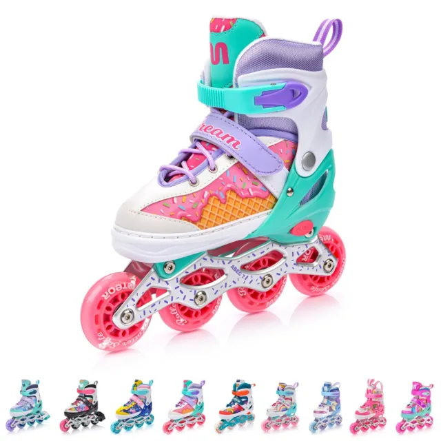 Inline Roller 4IN1 Skates Size 9-1 Children's Kids Skate Roller Blades LED XS-L