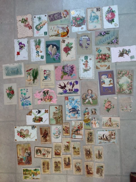 Superbe Lot De 55 Carte Postale Ancienne Fantaisie,Decoupis,Ajoutis,Gaufree.cpa