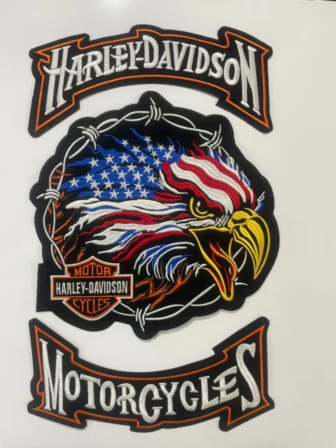 Harley - Davidson American style eagle patches - 12'' Large Patch - 3 Pieces Set