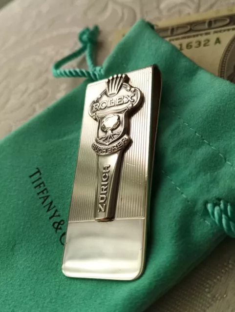 Vintage Tiffany &Co Sterling Silver Money Clip with Rolex Pendant 👑 "Zurich".