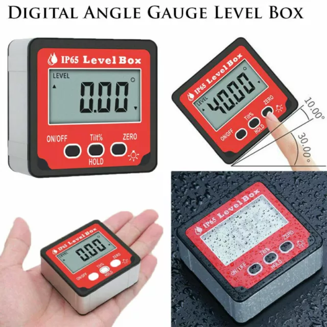 Magnetic Protractor Digital Inclinometer Level Box Angle Finder Gauge Meter IP65