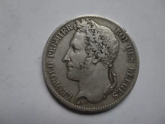 Belgique, pièce de 5 francs argent, Leopold 1er 1849 tête laurée