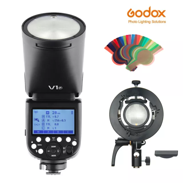 Godox V1F TTL HSS 1/8000s Speedlite Flash+S2-typ Bowens Blitzhalter für Fuji