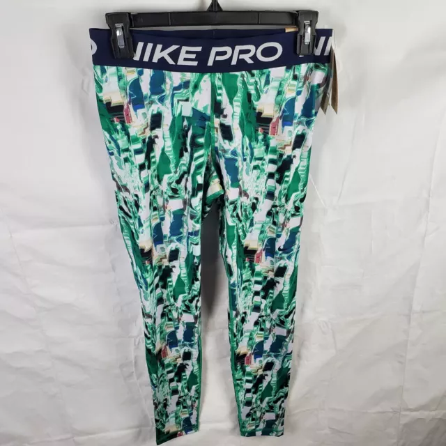 NWT Nike Pro Mid Rise Allover Print Training Leggings DQ5571-365 Women's Medium