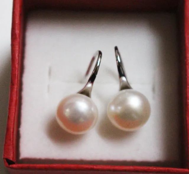 Natural FreshWater Pearl, Size 8-9mm Classic Round Pearl, Earrings, 3 colors