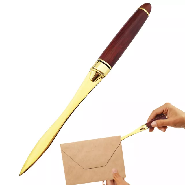 Wood Handle Letter Opener Cut Paper Knives Split File Envelopes - Mahogany