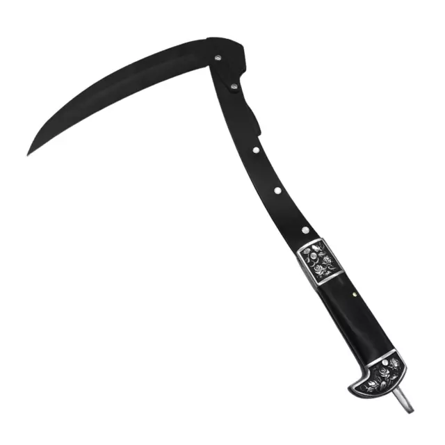 Black Sharp Folding Sickle Scythe with Sheath for Lawn Grass Weeds Versatile 2