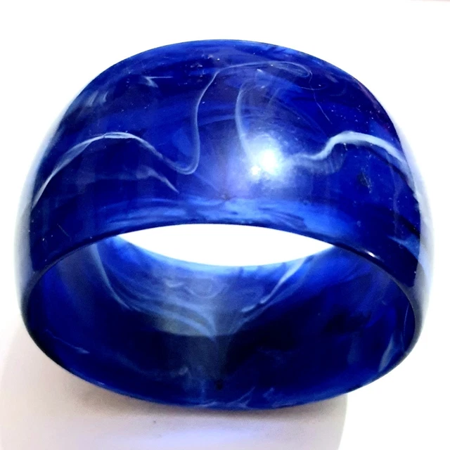 Vintage Lucite Blue Liquid Bangle Wide Bracelet