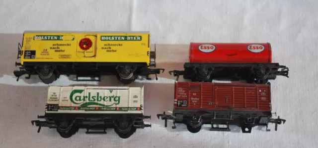 Fleischmann Lot De 4 Wagons De Marchandise Pour Pieces