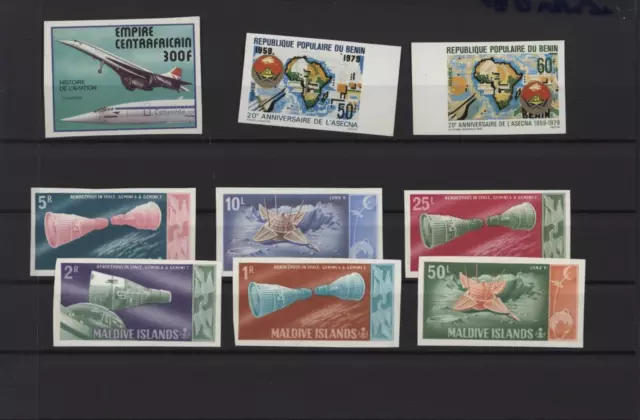 S44385 Maldives Benin Centrafrica MNH Space Concorde Asecna 9v Ungezähnt