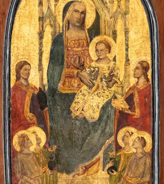 Italienische Schule. Madonna mit Kind und Engel. Wohl 17/18. Jh. Öl, Gold/ Holz