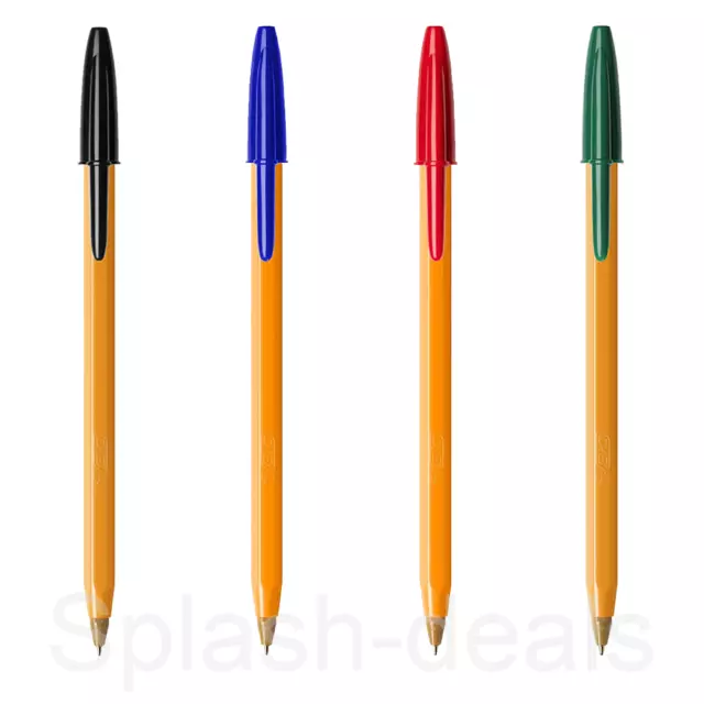 Bic Orange Original Fine Ballpoint Pens - 0.8mm Fine Biro - Black Red Blue Green