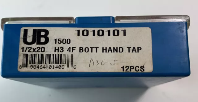 Union Butterfield 1/2-20 HSS Bottoming Taps GH3 4FL NF Right Hand (USA) 2