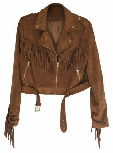 Veste En Daim Et Cuir KS Pour Femme - Taille 48 - Marron - Vintage - Occasion TB