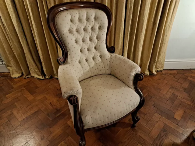 Victorian Spoon / Button Back Armchair