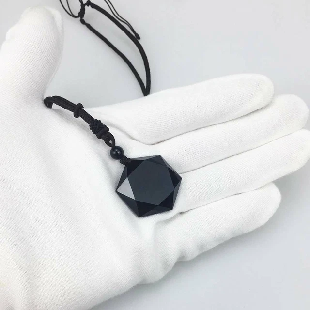 Collier Ras De Cou Avec Pendentif Fleur En Obsidienne Neige – Noir – Neuf Avec Étiquettes