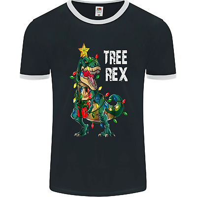 Tree Rex T-Rex Funny Christmas Dinosaur Mens Ringer T-Shirt FotL