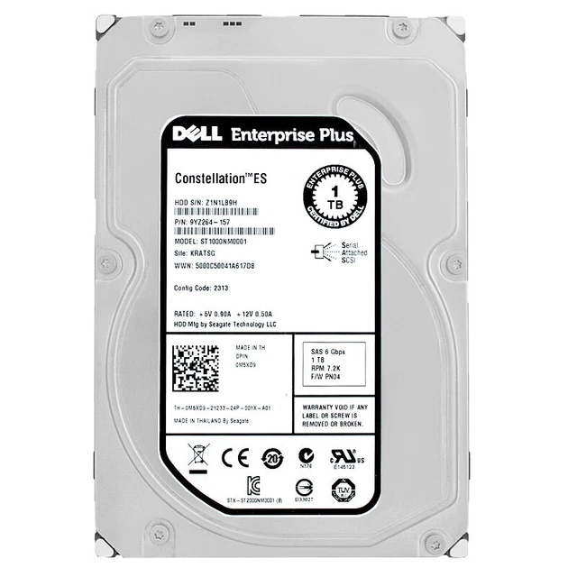 Dell Constellation Es 1TB 7.2K 6G SAS 3.5 " HDD ST1000NM0001 740YX W/F238F Caddy - Foto 13