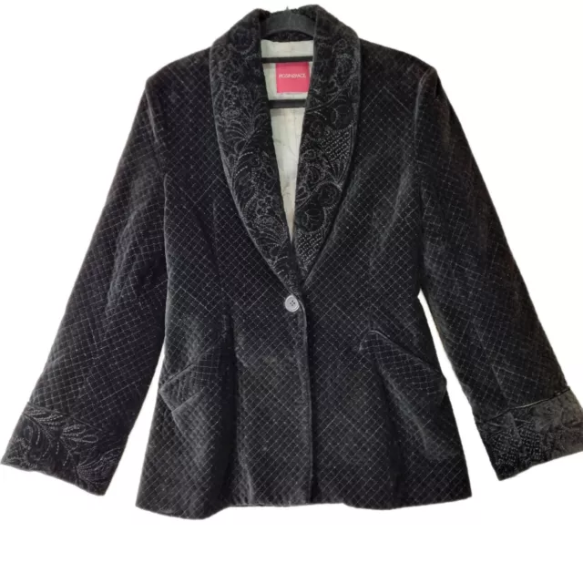 Vintage Black Velvet Quilted Jacket Blazer Size S by PIGS IN SPACE Womens Boho