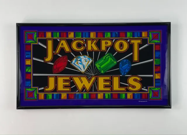 Jackpot Jewels Slot Machine Casino Framed Sign Glass Wall Hanging Las Vegas