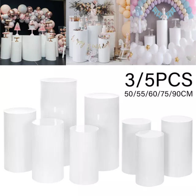 3/5pc Large Metal Plinth Cylinder Pedestal Wedding Cake Flower Display Stand Set
