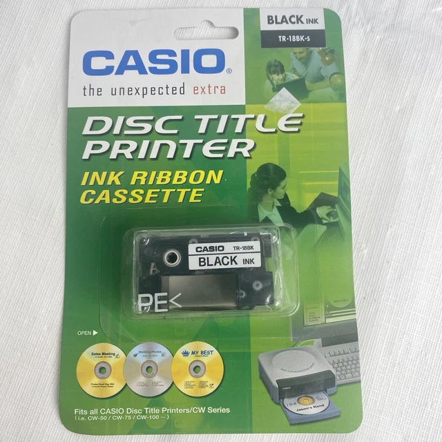 Casio Black Ink Ribbon Cassette TR-18BK for CD/DVD Disc Title Printer