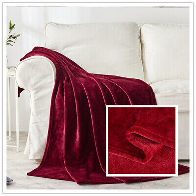 Luxurious Plush Fleece Throw Blanket Light Super Soft 50" x 60" - Burgundy