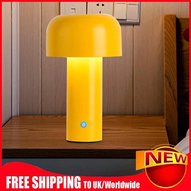 LED Mushroom Table Lamp 1800mAh Touch Switch Rechargeable Night Lamp (Yellow)