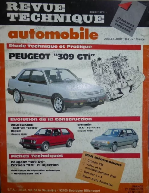 Neuf de stock PEUGEOT 309 DIESEL REVUE TECHNIQUE RTA N° 483 1987 RENAULT 4F4 4F6