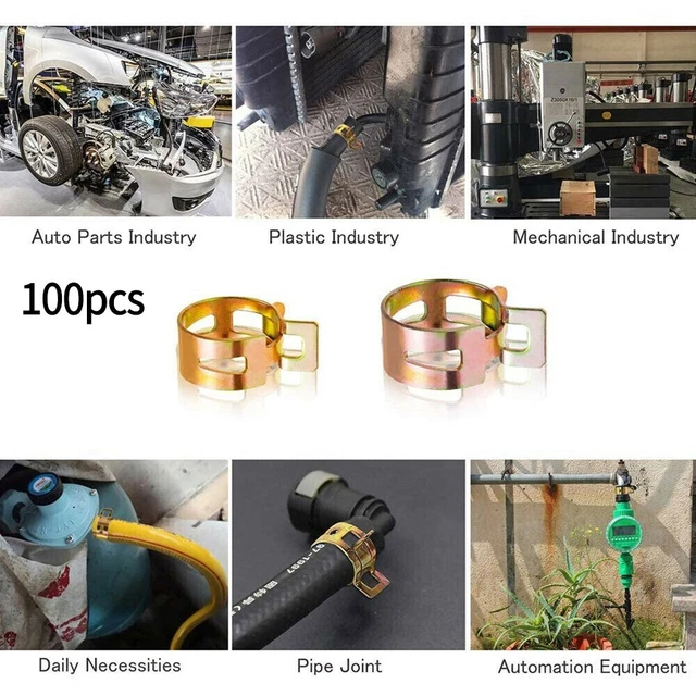 Tuyaux d'eau tuyaux de carburant clips de tuyau ressort 100 pièces acier carbon