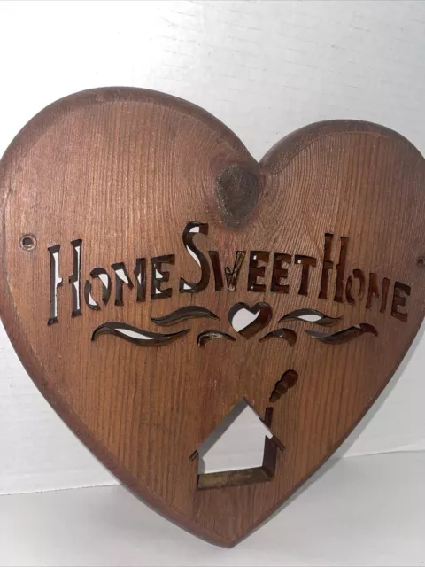 Home Sweet Home Wall Plaque Heart Primitive Country Americana Wood Handcrafted 3