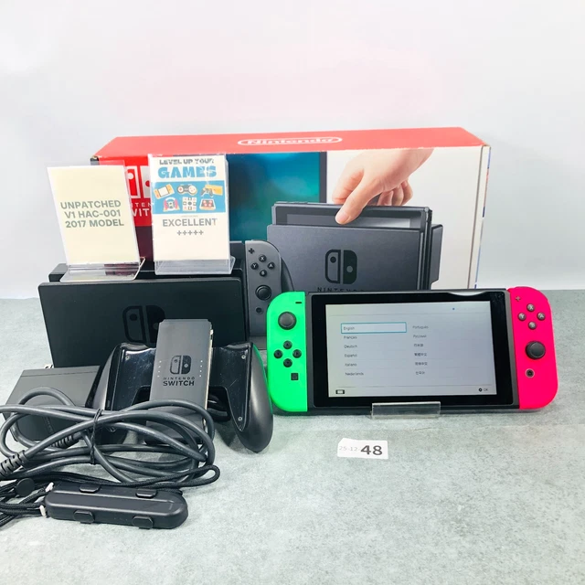 EX+5] NINTENDO SWITCH HAC-001 2017 Console UNPATCHED Green pink