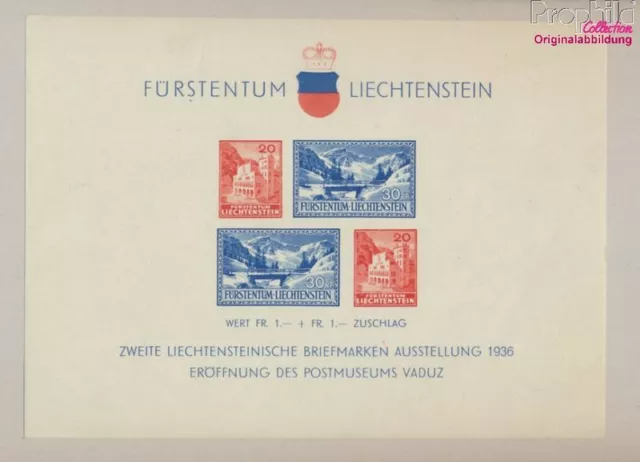 Briefmarken Liechtenstein 1936 Mi Block2  postfrisch (9860786