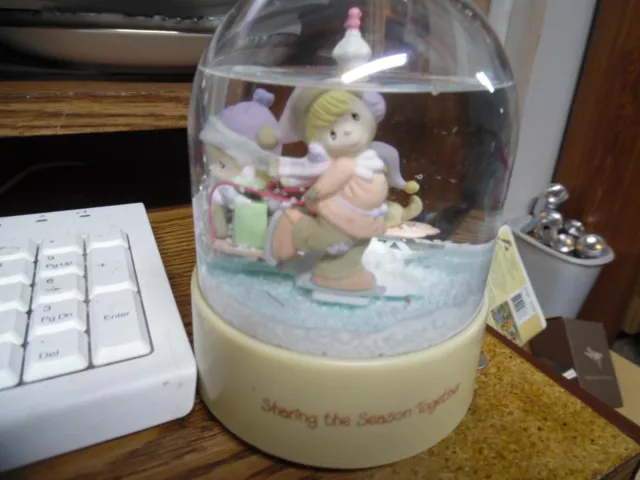 Enesco Precious Moments  musical carousel  snow globe - Winter Wonderland