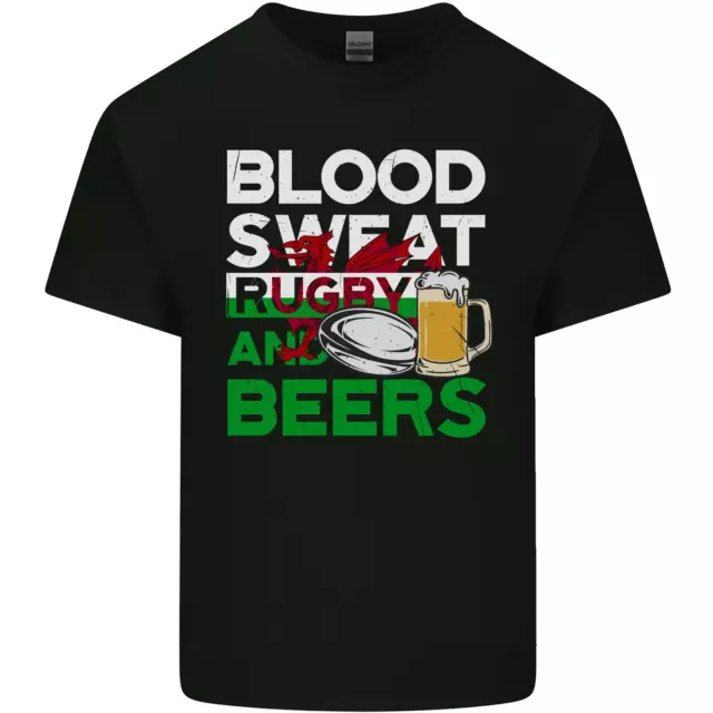 Blood Sweat Rugby and Beers Wales Funny Mens Cotton T-Shirt Tee Top