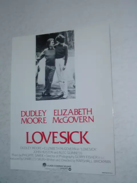 LOVESICK     Original FILM Press     1982   DUDLEY MOORE , ELIZABETH McGOVERN
