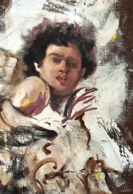 Tableau, Portrait, Esquisse, Huile Sur Toile, Signature à Identifier, Peinture