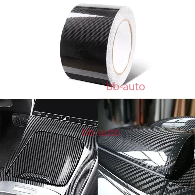 Tape Decal 5D Texture Carbon Fiber Vinyl Wrap Car Sticker Strip Black 10cm x 3m