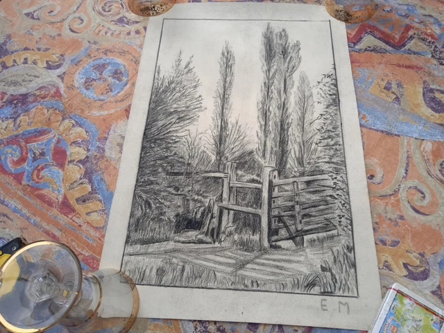 ANCIEN DESSIN E.MATHIEU vieux papiers EUR 20,00 - PicClick FR