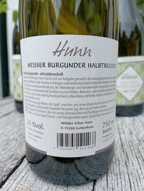 LETZTES HUHN BADEN 6x750ml Weisser Burgunder Halbtrocken 12% vom Löss ...