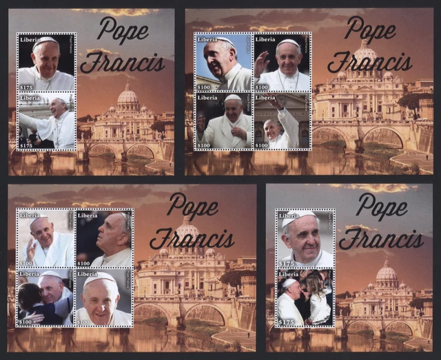 Liberia 2014 - Pope Francis - Pope Francis - No. 6401-08 + Block 664 + 665 ⁑