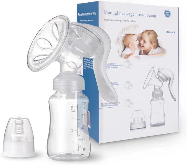Elfzone Manual Breast Pump, Adjustable Suction Silicone Hand Pump Breastfeeding,