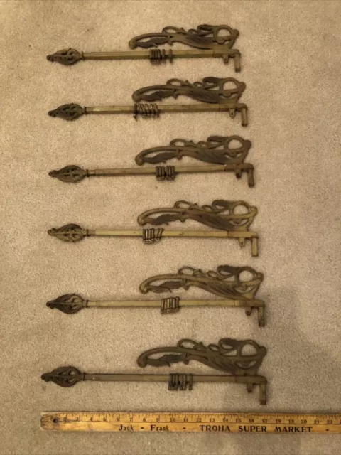 6  Metal Nouveau/Art Deco Wall Mounted Adjustable Swing Arm Curtain Drapery Rods