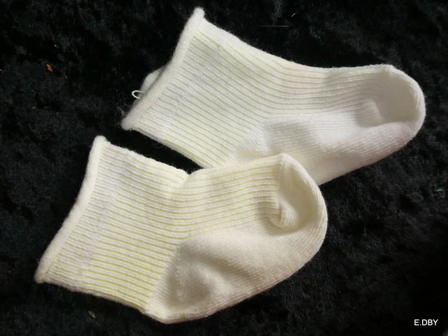 Paire De Chaussettes Anciennes Jumeau Taille 2/3 - Pour Poupées XIXe, Coton France