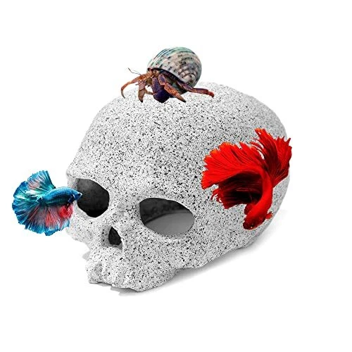 Aquarium Decoration Rock Caves, Hideaway for Shrimp Cichlid Hiding SKULL